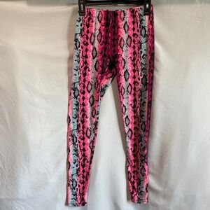No Boundaries Pink and Blue Snake Print Leggings